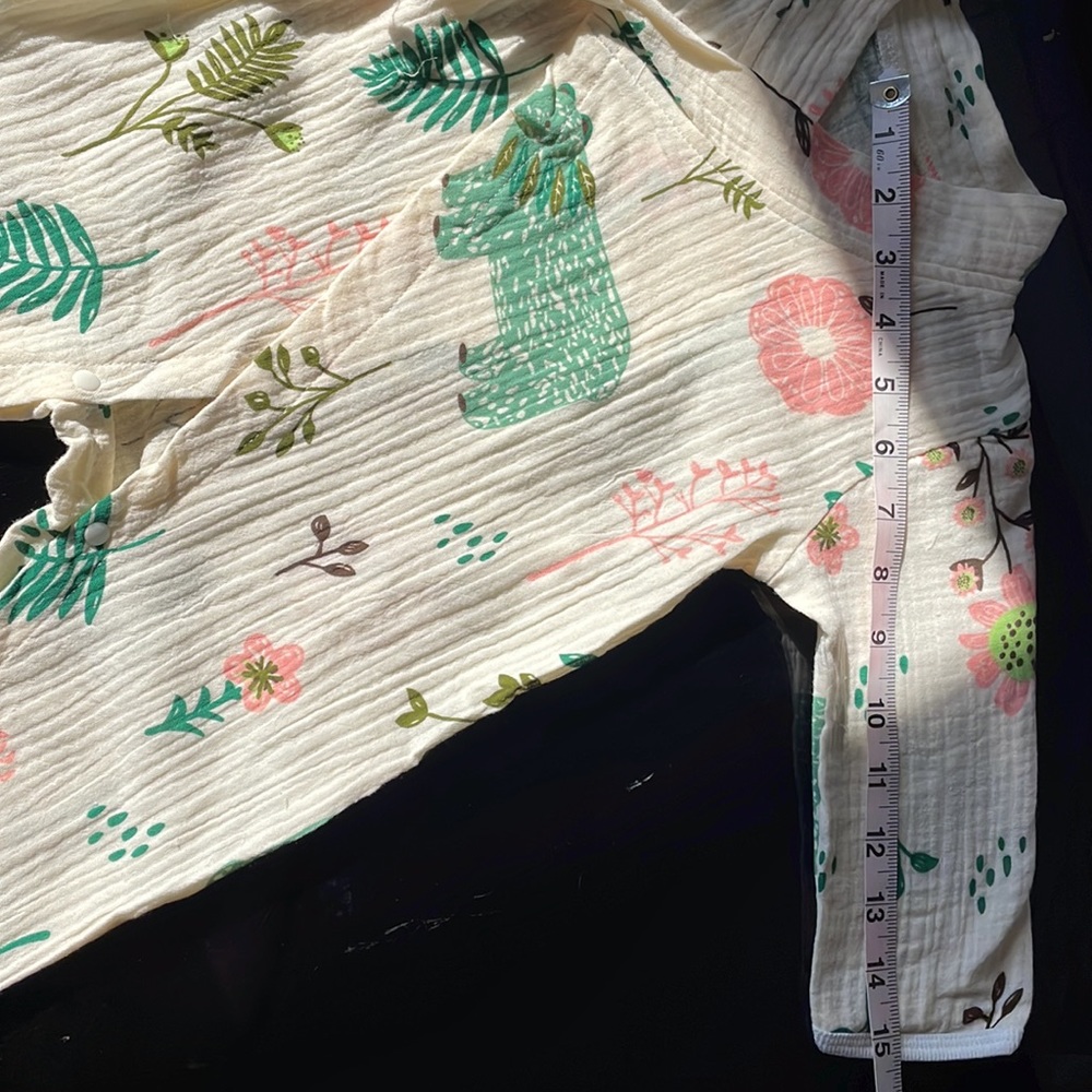 Chuya romper cream with bears and leafs size 3-6 months side tie - Picture 7 of 9
